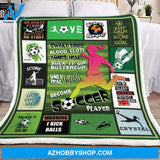 Girls Become Soccer Players Blanket Gift For Soccer Lover, Gift For Friend Family Home Decor Bedding Couch Sofa Soft and Comfy Cozy