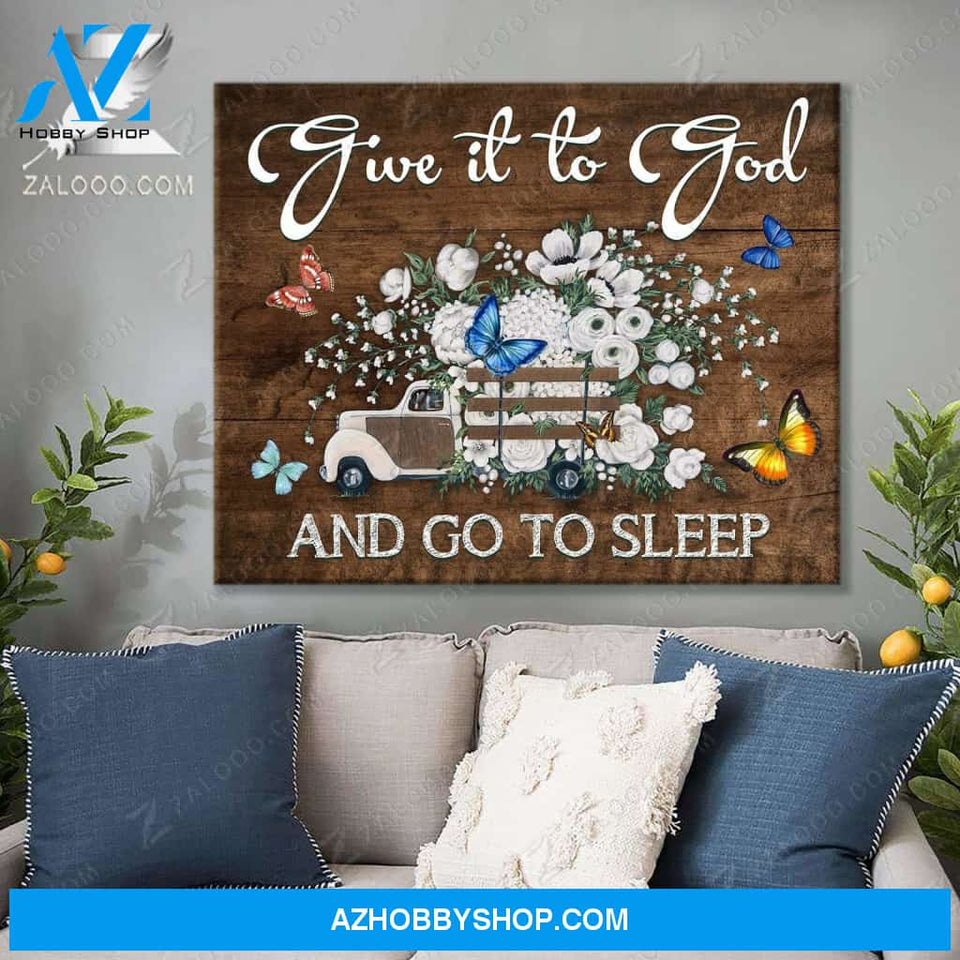 Zalooo Give It To God And Go To Sleep Butterfly Canvas Wall Art Floral Decor
