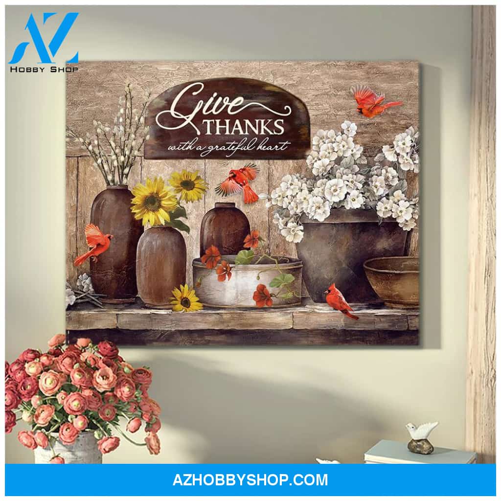 Give Thanks Cardinal Wall Art Canvas