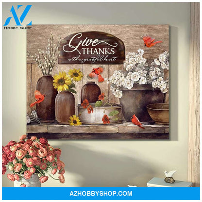 Give Thanks Cardinal Wall Art Canvas