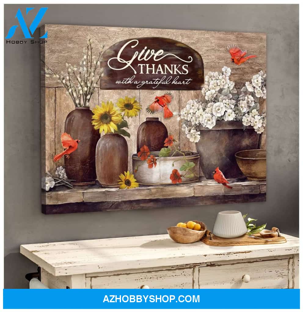 Give Thanks Cardinal Wall Art Canvas