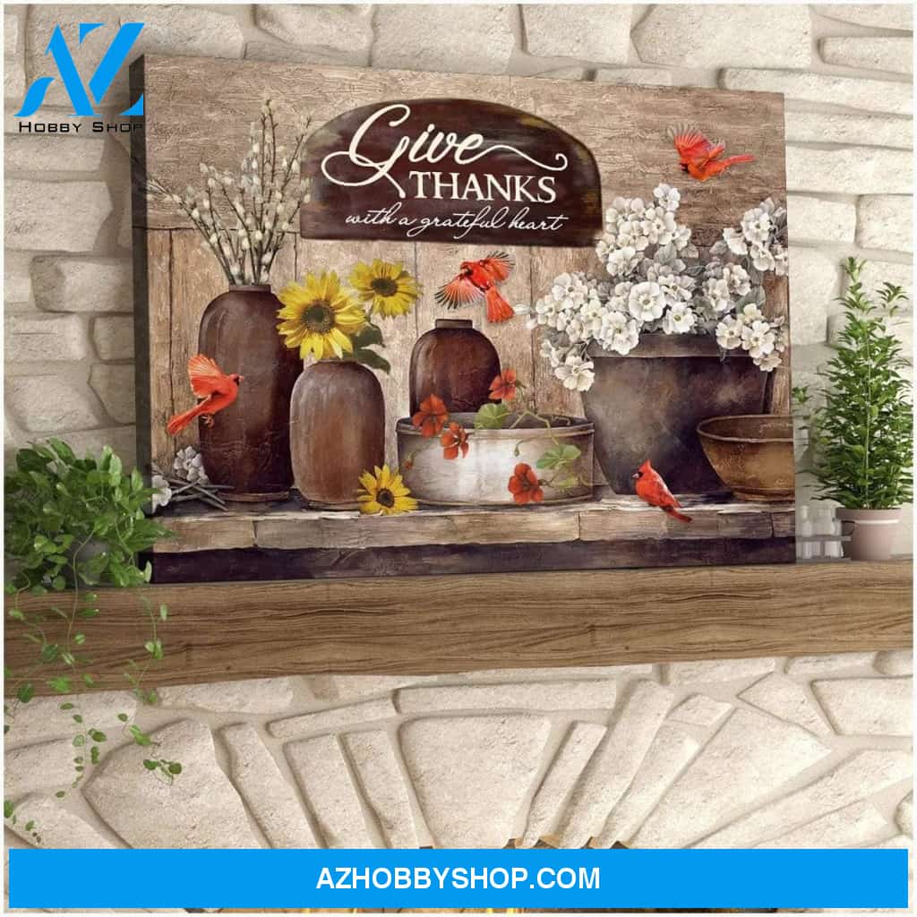 Give Thanks Cardinal Wall Art Canvas