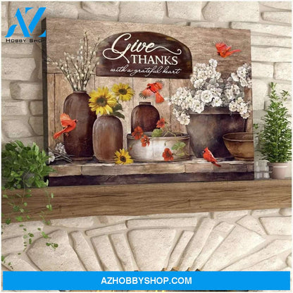 Give Thanks Cardinal Wall Art Canvas