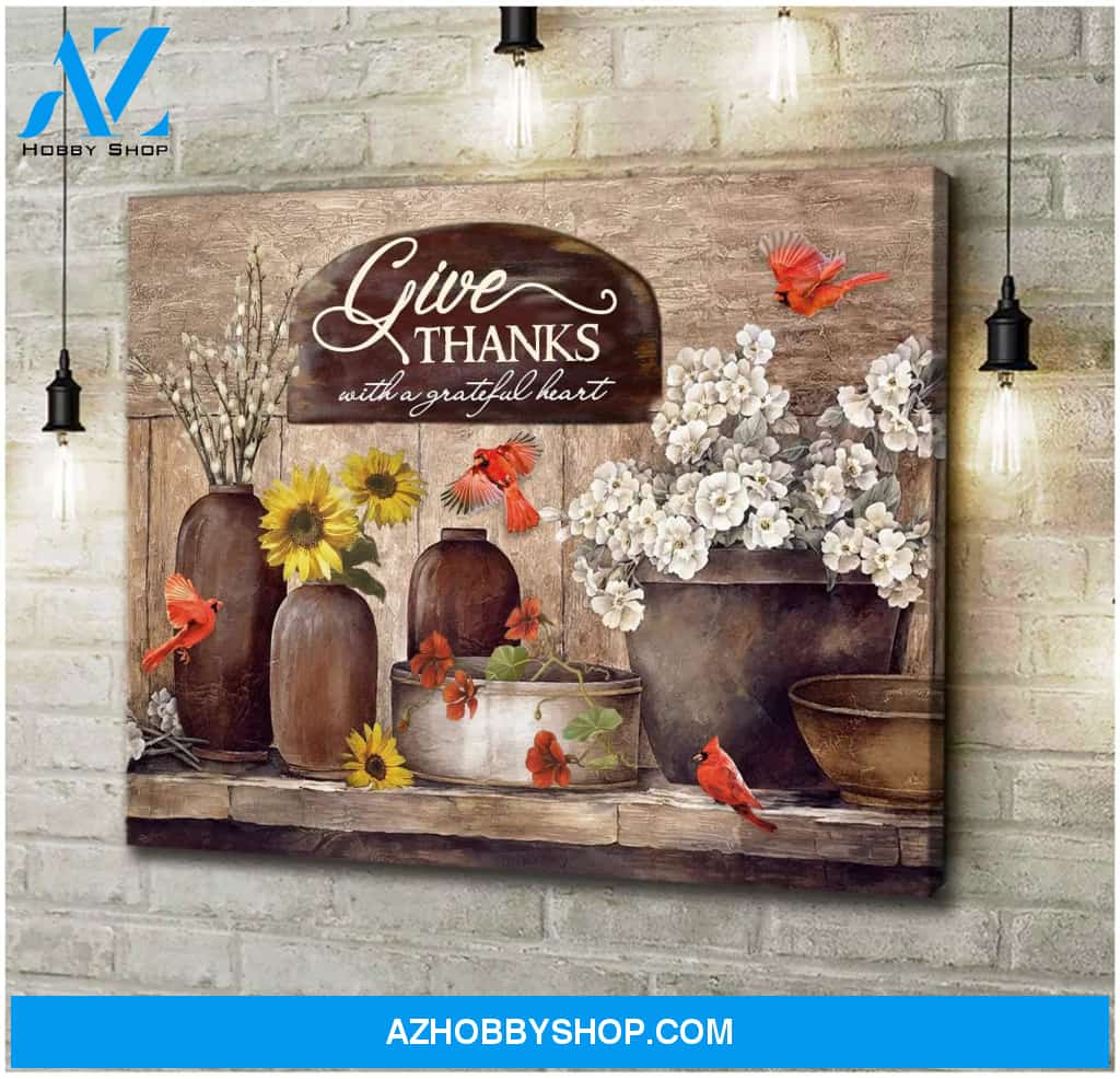 Give Thanks Cardinal Wall Art Canvas
