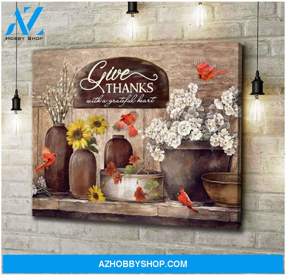 Give Thanks Cardinal Wall Art Canvas