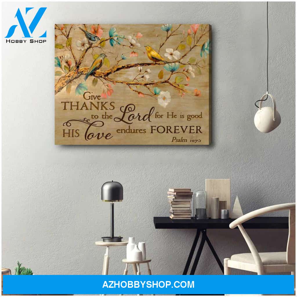 Give Thanks To The Lord Birds Canvas Wall Art, Wall Decor Visual Art