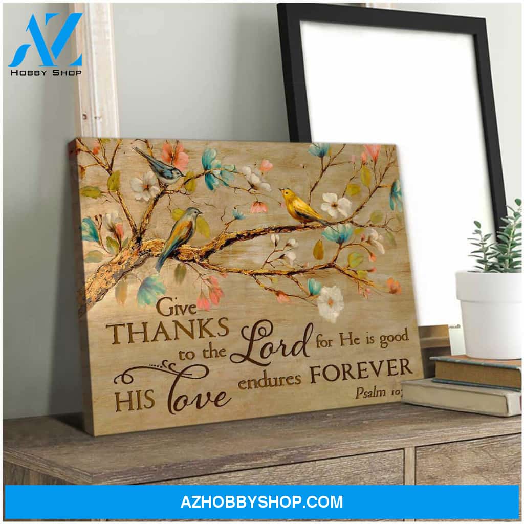 Give Thanks To The Lord Birds Canvas Wall Art, Wall Decor Visual Art
