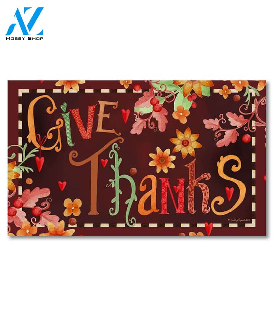 Give Thanks Word Art Doormat - 18" x 30"