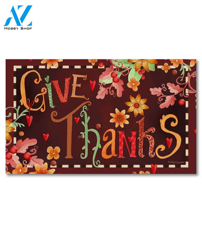 Give Thanks Word Art Doormat - 18" x 30"