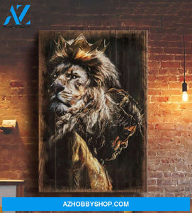 Glamorous lion and Jesus Portrait Canvas Prints - Wall Art
