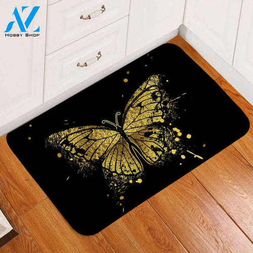 Glided Butterfly Black Door Mat