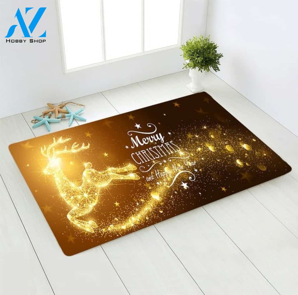 Glitter Reindeer Merry Christmas Funny Doormat Gift For Friend Family Home Decor Housewarming Welcome Mat