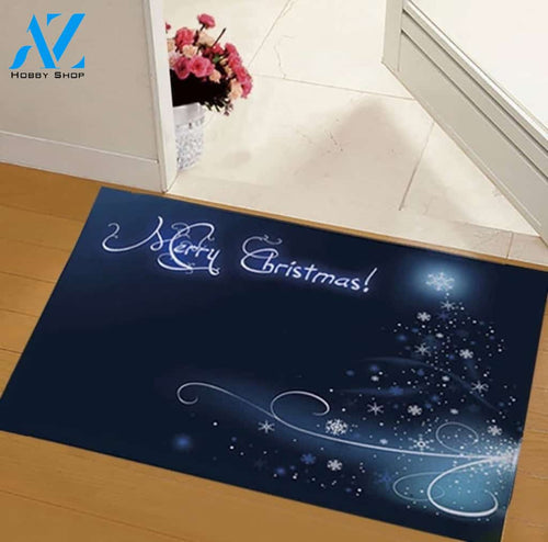 Glitter Snowflakes Merry Christmas Doormat Welcome Mat Housearming, Gift Home Decor Funny Doormat Gift Idea