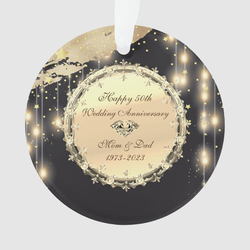Glitter Gold Stars  50Th Wedding Anniversary  Ornament