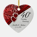 Glitter Red Ruby 40Th Anniversary  Keepsak Ceramic Ornament