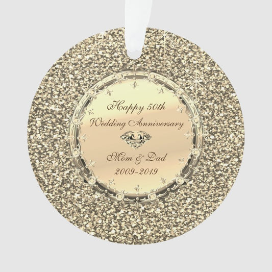 Glitter Stars Diamonds 50Th Wedding Anniversary Ornament