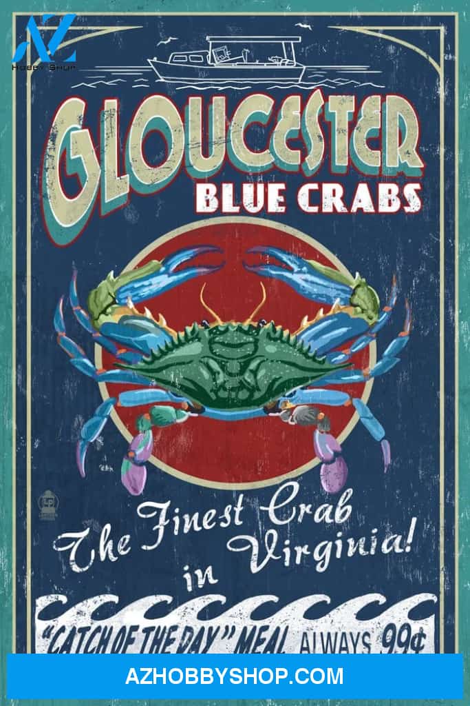 Gloucester Virginia - Blue Crab Vintage Sign