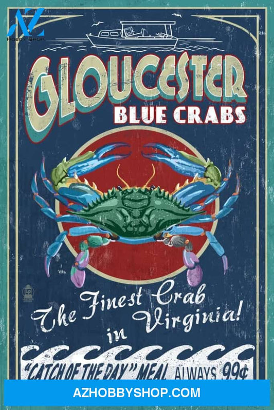 Gloucester Virginia - Blue Crab Vintage Sign