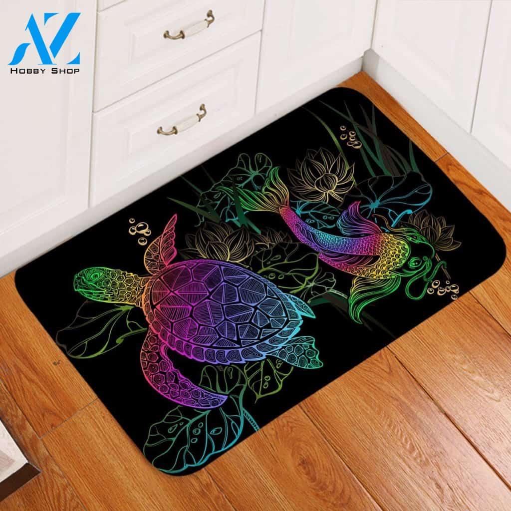 Glow-worm Turtle And Carp Printed Doormat Home Decor