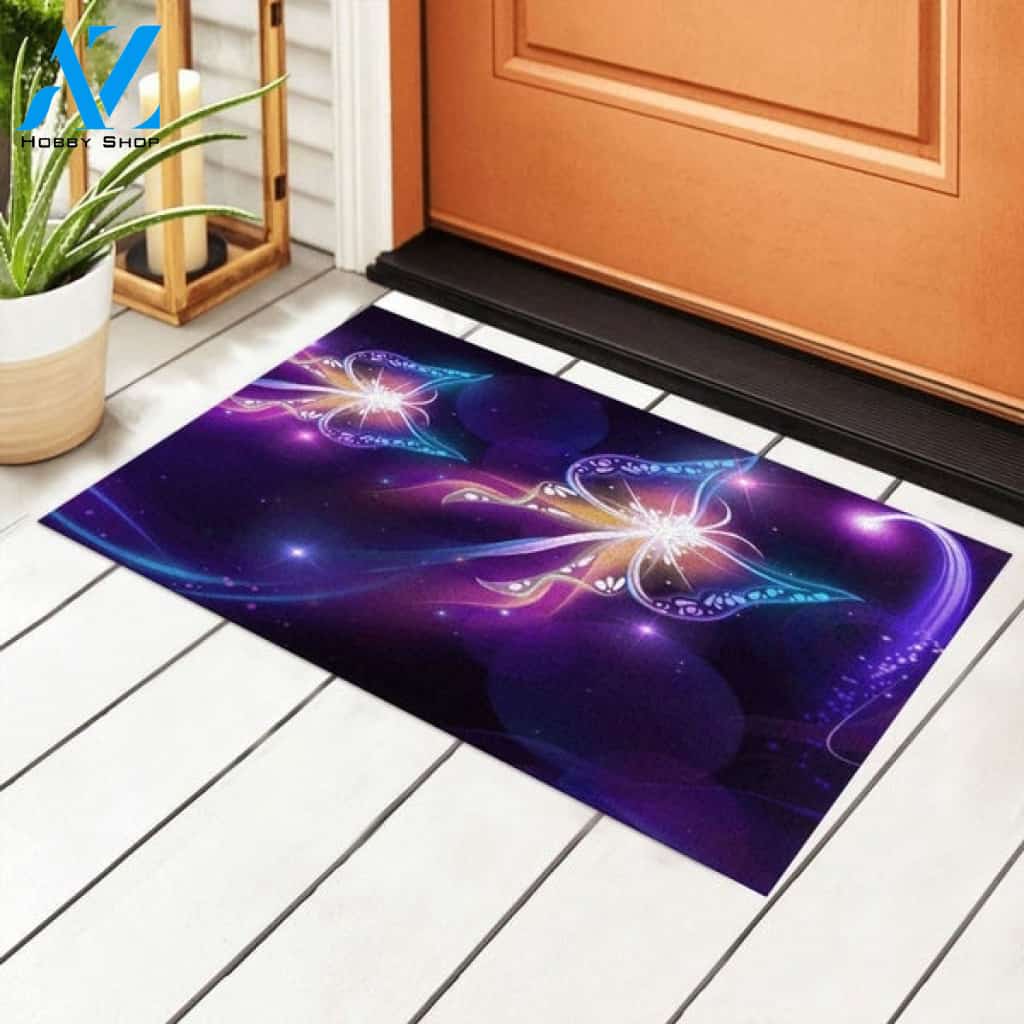 Glowing Night Butterflies Funny Doormat Gift for Friend Family Birthday Gift Home Decor Warm House Gift Welcome Mat