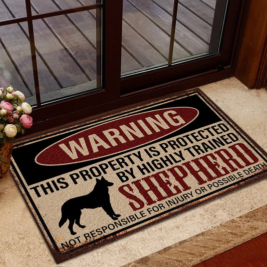 German Shepherd Warning This Property Is Protected Doormat | Colorful | Size 8x27'' 24x36''