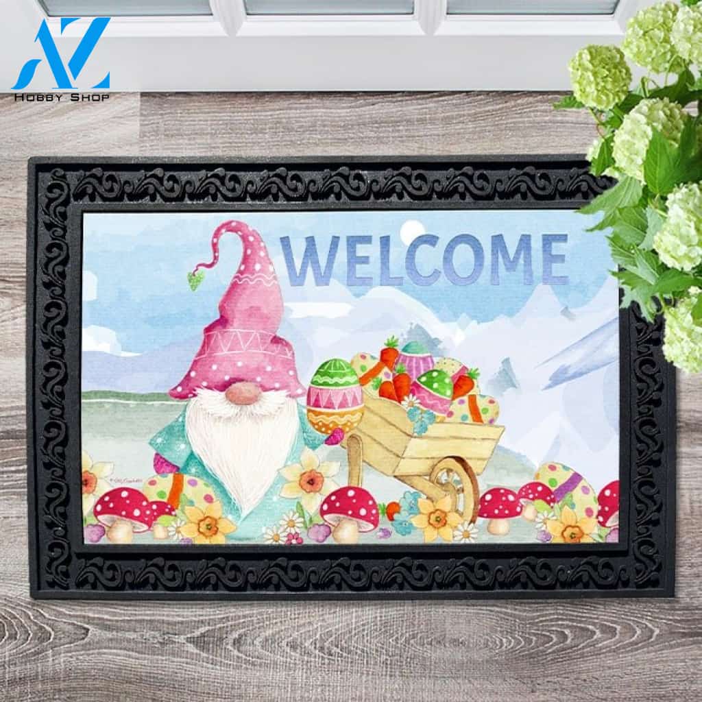 Gnome Easter Wheelbarrow Doormat - 18" x 30"