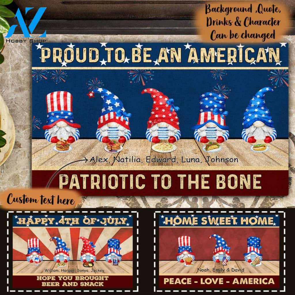 Gnome Patriotic To The Bone 4th Of July Day Personalized Doormat