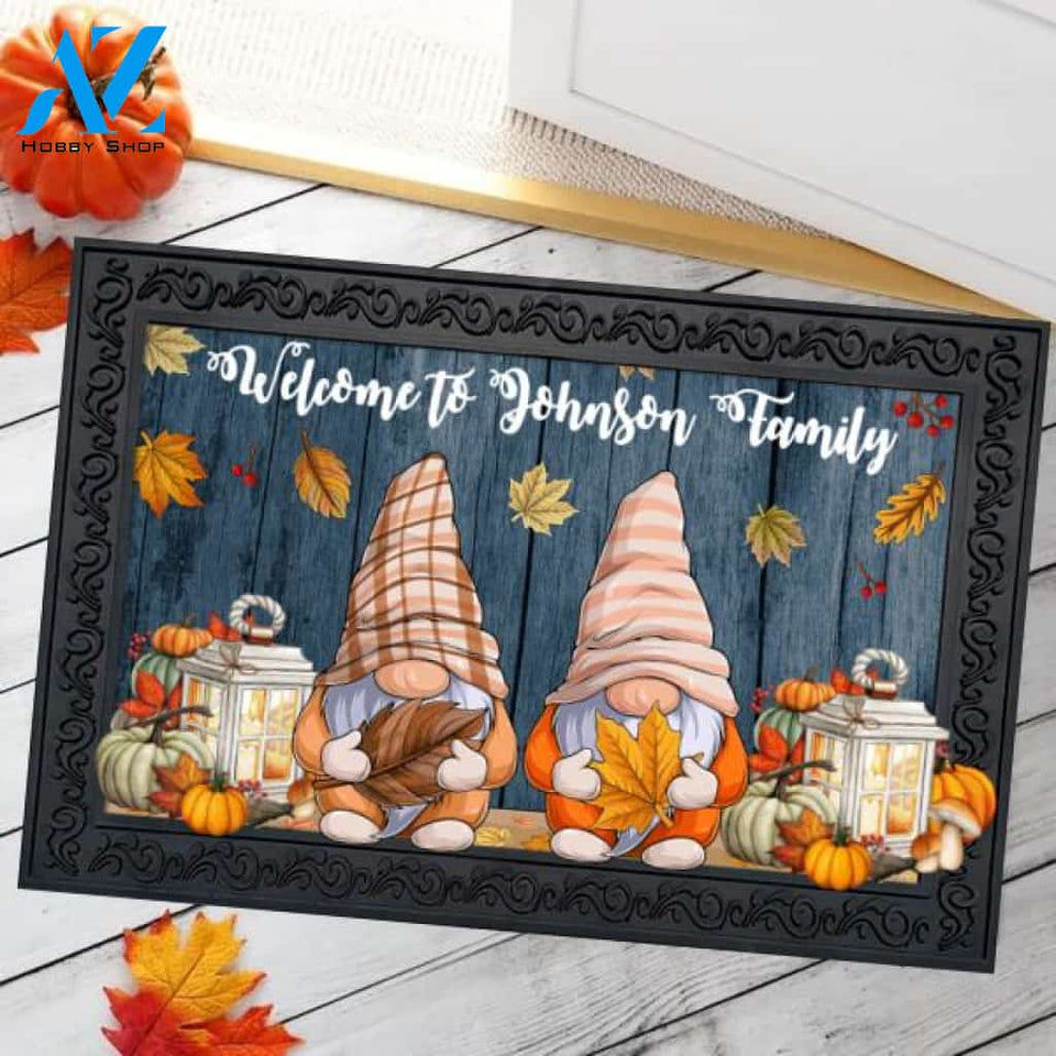 Gnome Thanks Giving Fall Personalized Doormat