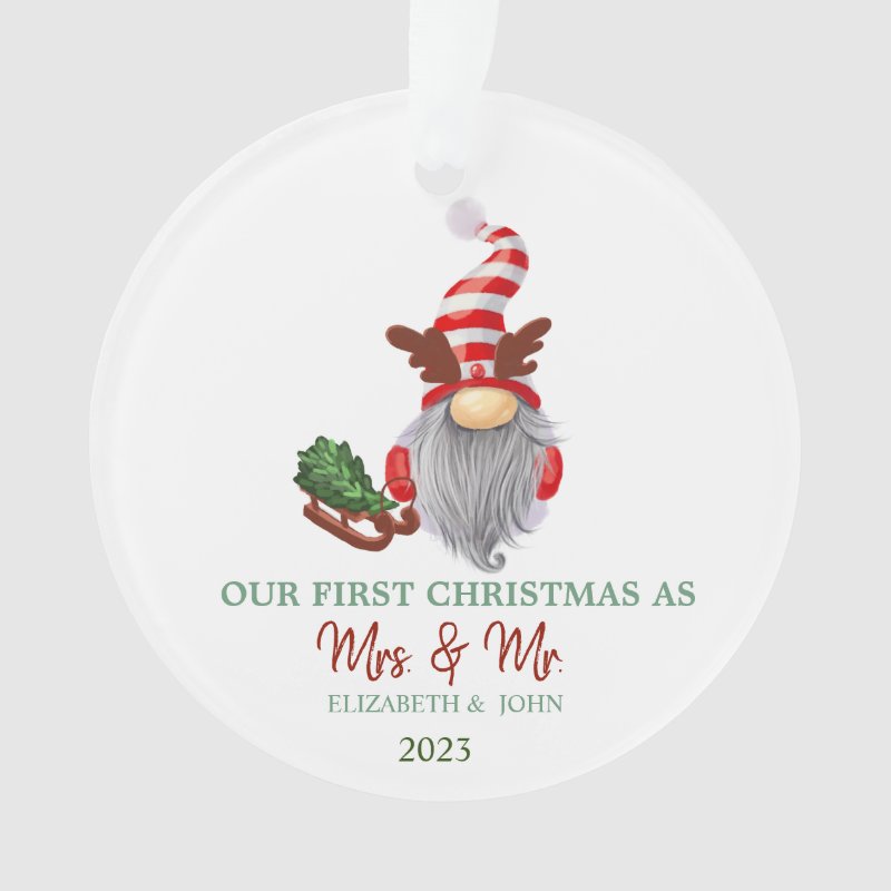 Gnome Pine Tree Sleigh Our First Christmas Ornament