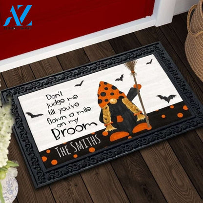Gnomes of Halloween Broom Personalized Doormat - 18" x 30"