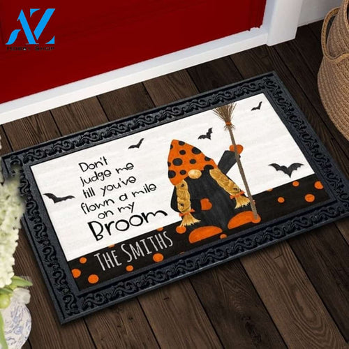 Gnomes of Halloween Broom Personalized Doormat - 18" x 30"