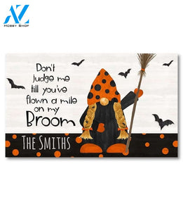 Gnomes of Halloween Broom Personalized Doormat - 18" x 30"