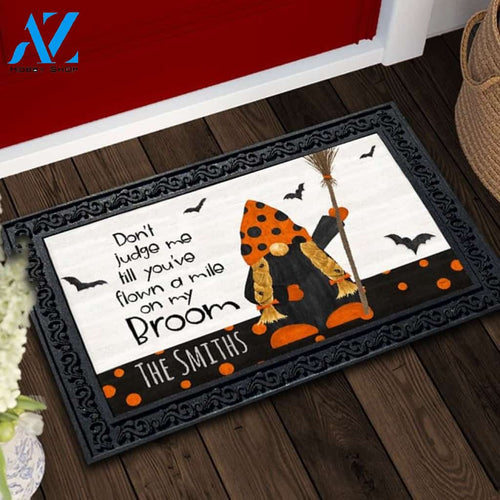 Gnomes of Halloween Broom Personalized Doormat - 18" x 30"