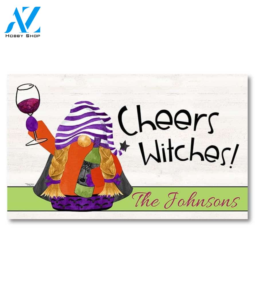 Gnomes of Halloween Cheers Personalized Doormat - 18" x 30"
