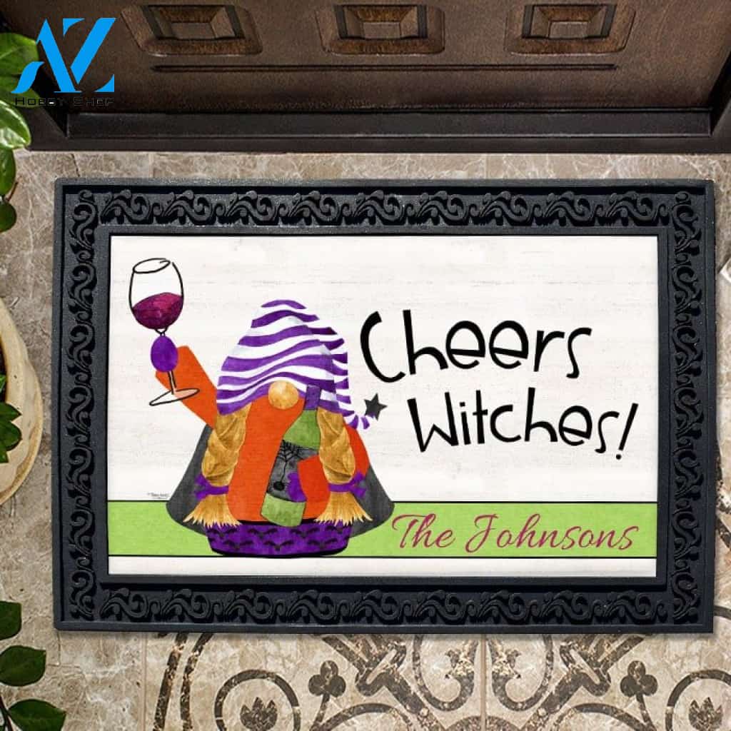 Gnomes of Halloween Cheers Personalized Doormat - 18" x 30"