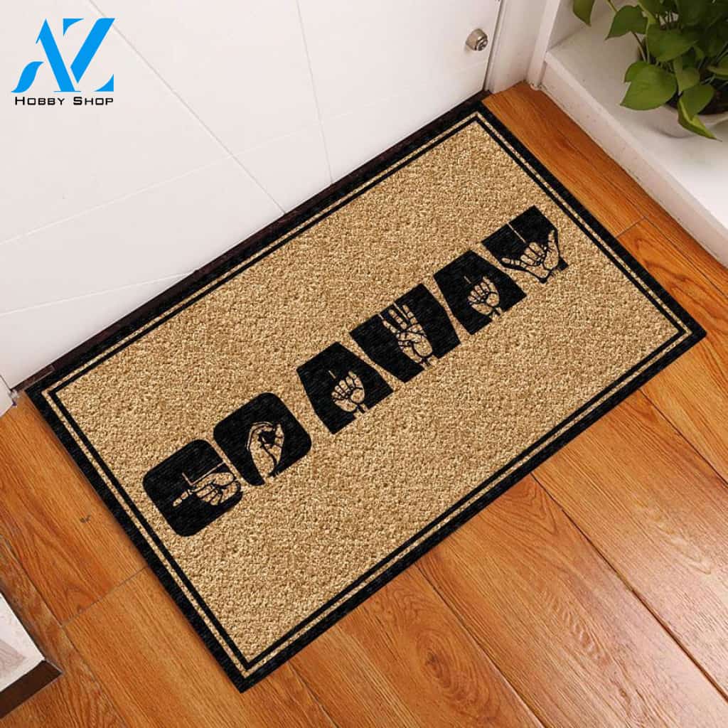 Go Away American Sign Language Doormat | Welcome Mat | House Warming Gift