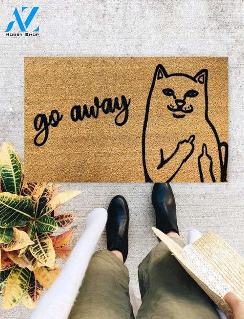 Go Away Cat Doormat, Cat Lover Doormat, Housewarming Gift, Welcome Mat
