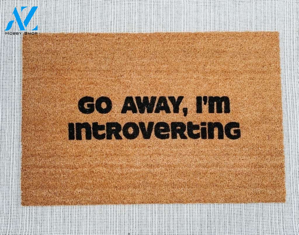 Go Away, I'm Introverting Motivational Quote Doormat Welcome Mat House Warming Gift Home Decor Funny Doormat Gift Idea