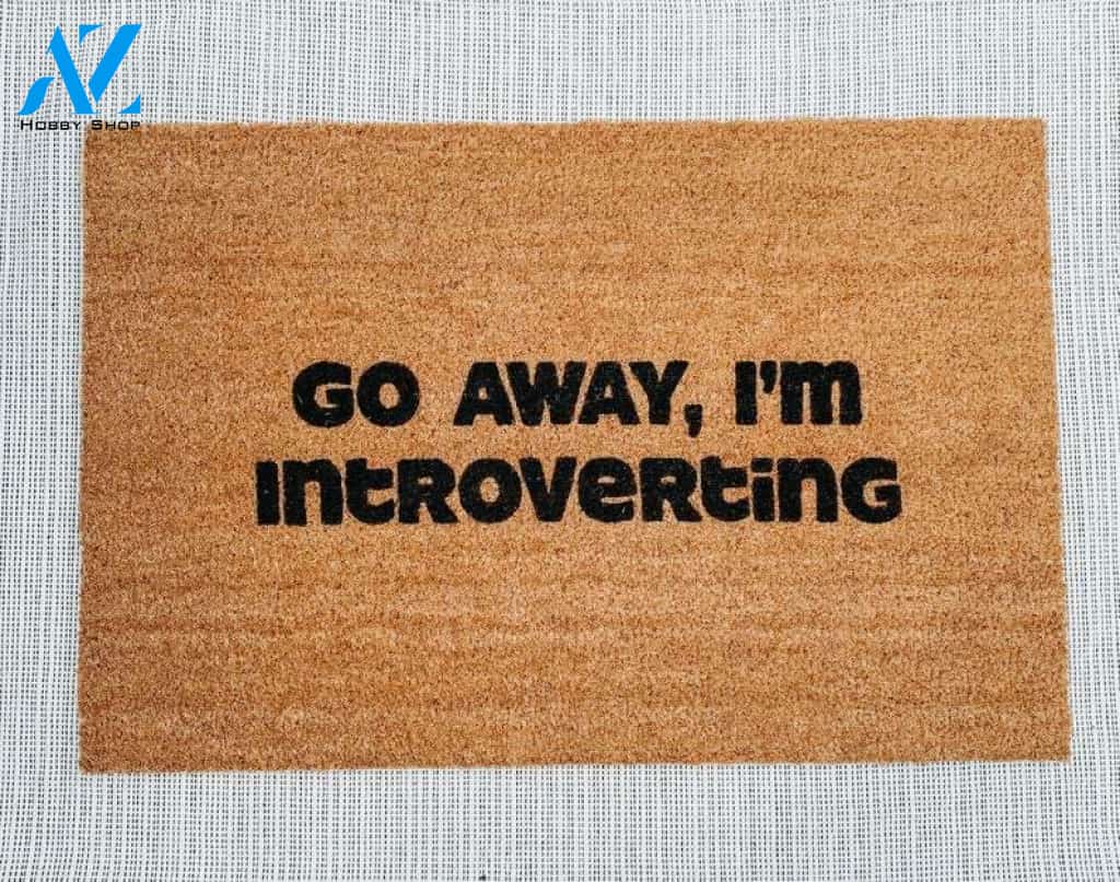 Go Away, I'm Introverting Motivational Quote Doormat 