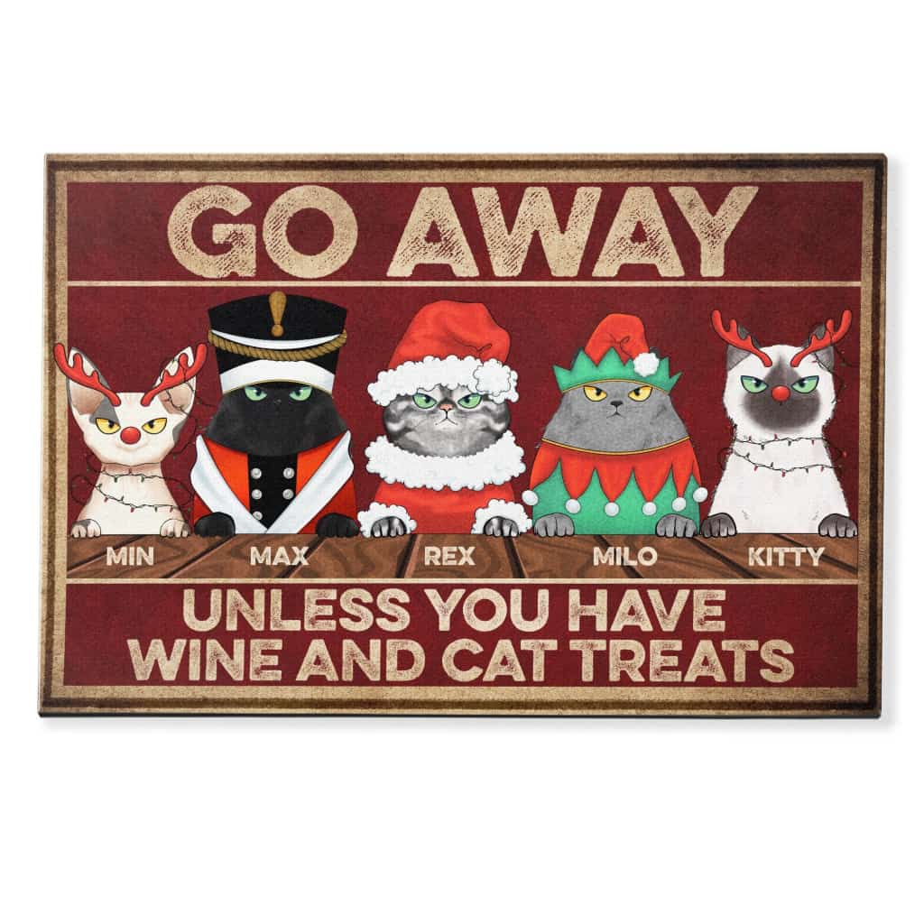 Go Away - Personalized Doormat - Christmas Gift For Cat Lovers