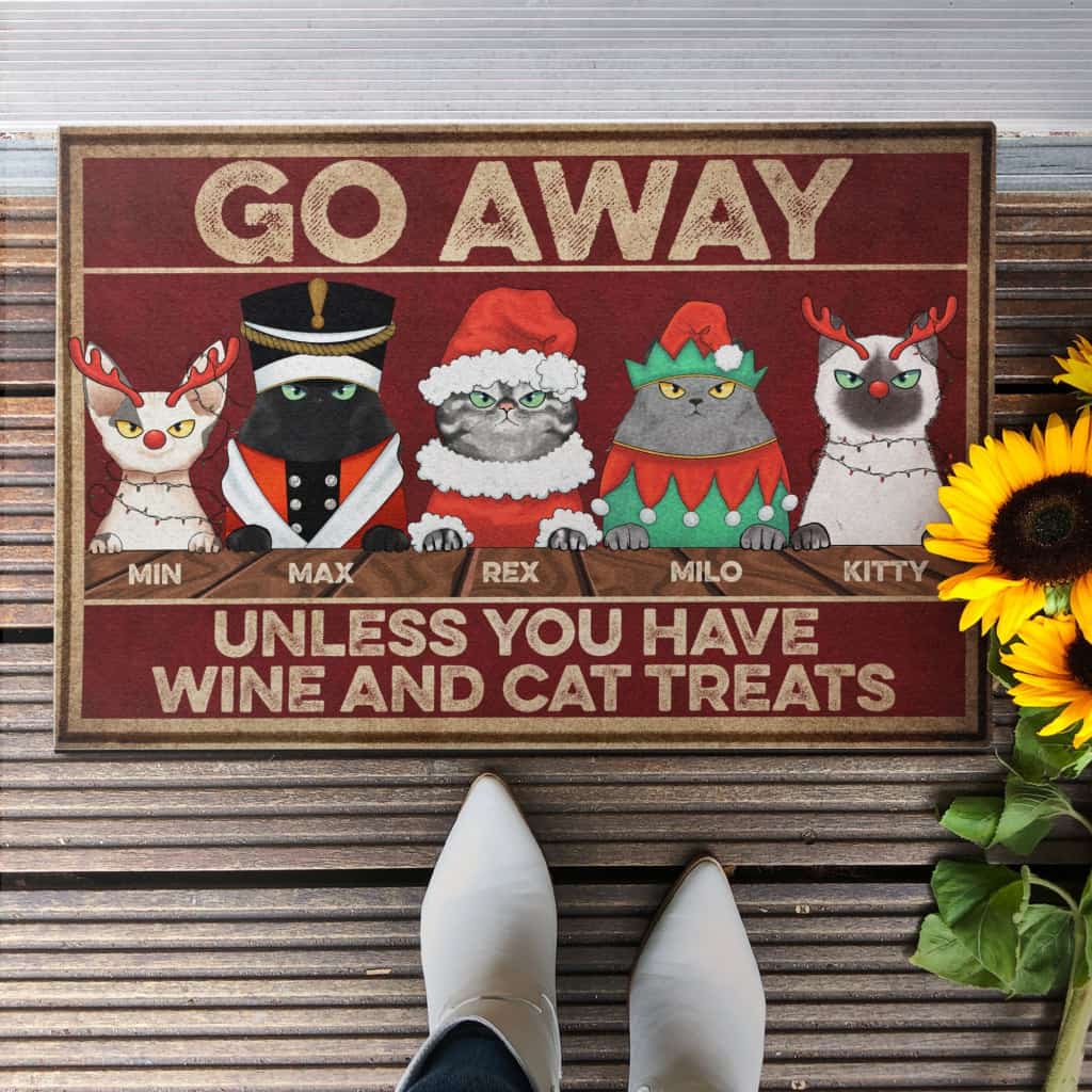 Go Away - Personalized Doormat - Christmas Gift For Cat Lovers