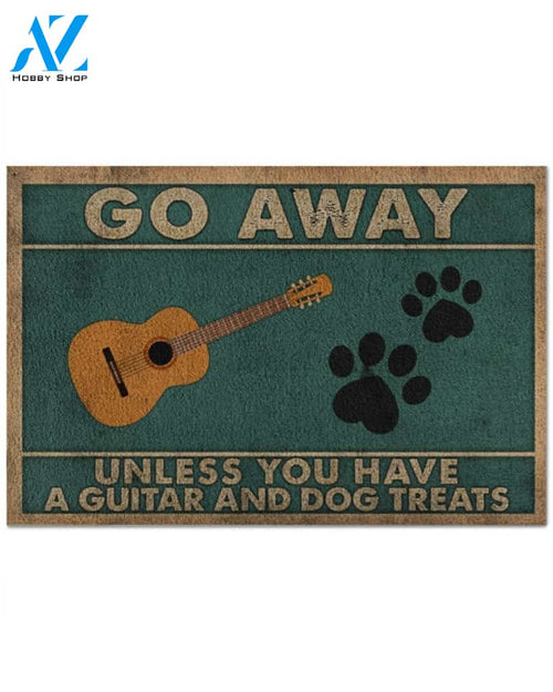 Go Away Unless You Have A Guitar And Dog Treats Funny Indoor And Outdoor Doormat Warm House Gift Welcome Mat Gift For Dog And Guitar Lovers