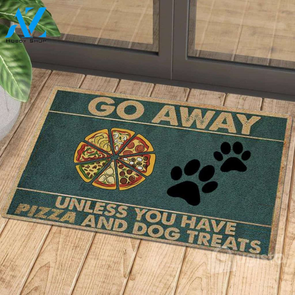 Go Away Unless You Have Pizza And Dog Treats - Doormat | Welcome Mat | House Warming Gift