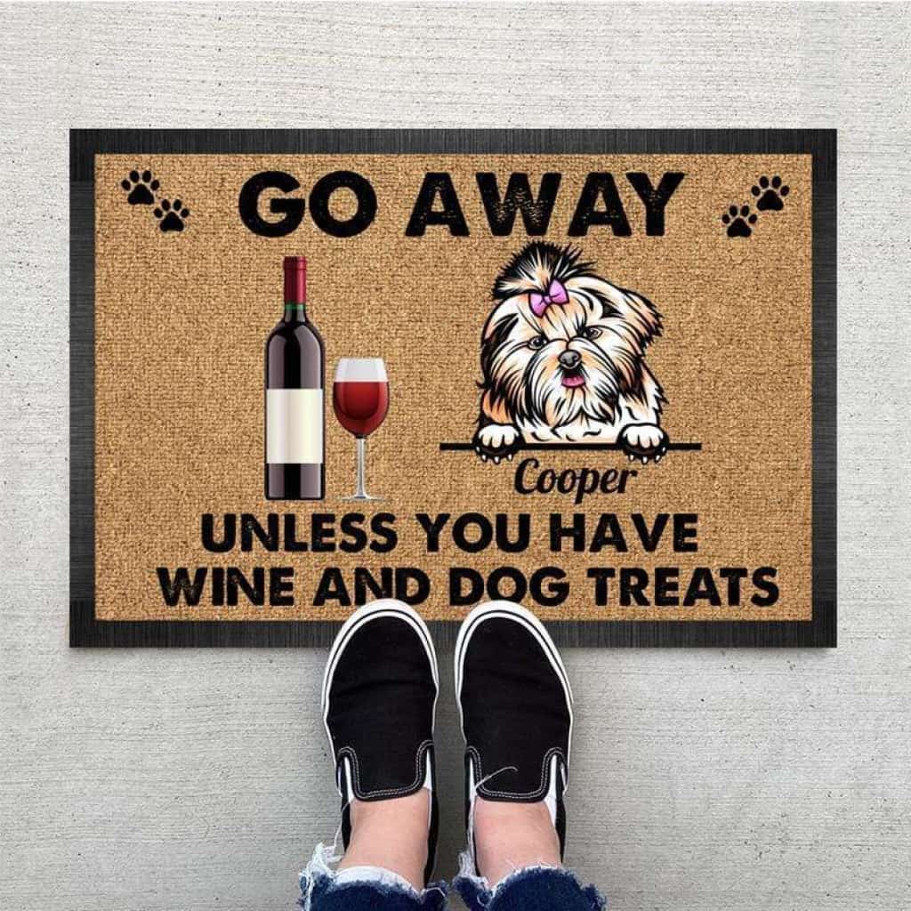 Go Away Unless You Have Wine Doormat, Dog Lover Gift