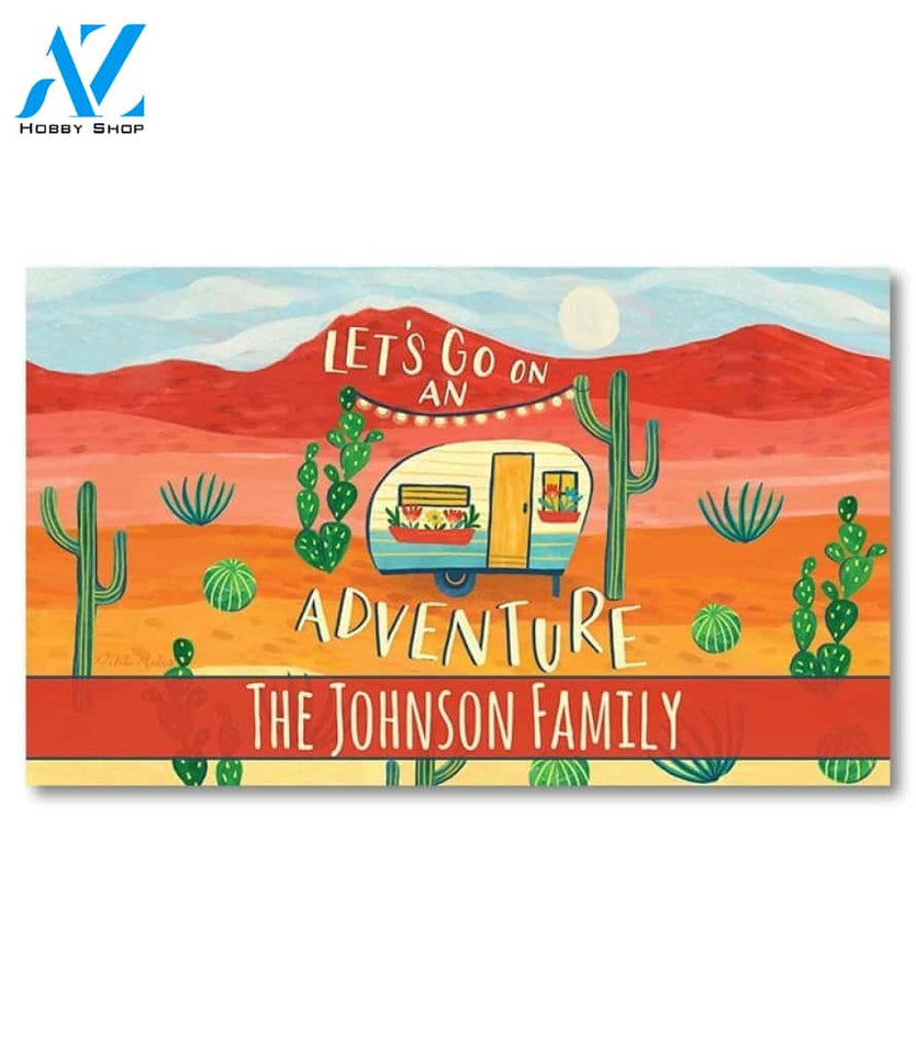 Go On an Adventure Camper Personalized Doormat - 18" x 30"