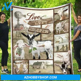 Goat Blanket, Live Like Someone Left The Gate Open Goat Throw Sherpa Fleece Blanket