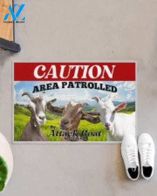 Goat Caution Area Patrolled By Attack Security Doormat