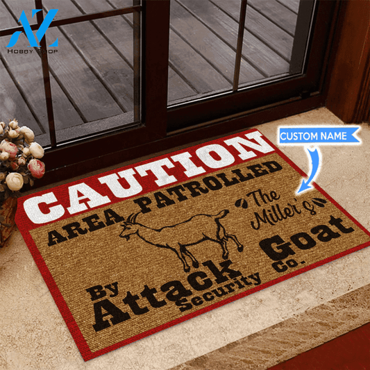 Goat Caution Area Patrolled Custom Doormat