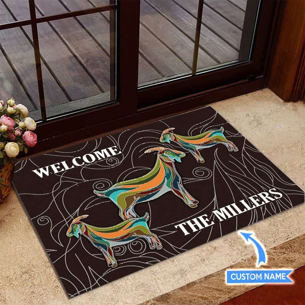 Goat Color Welcome Personalized Custom Name Doormat Welcome Mat