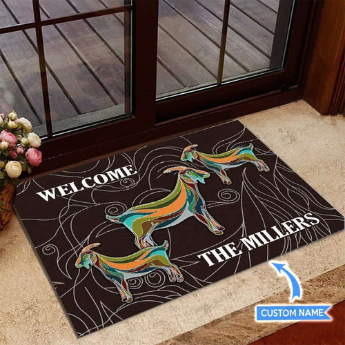 Goat Color Welcome Personalized Custom Name Doormat Welcome Mat